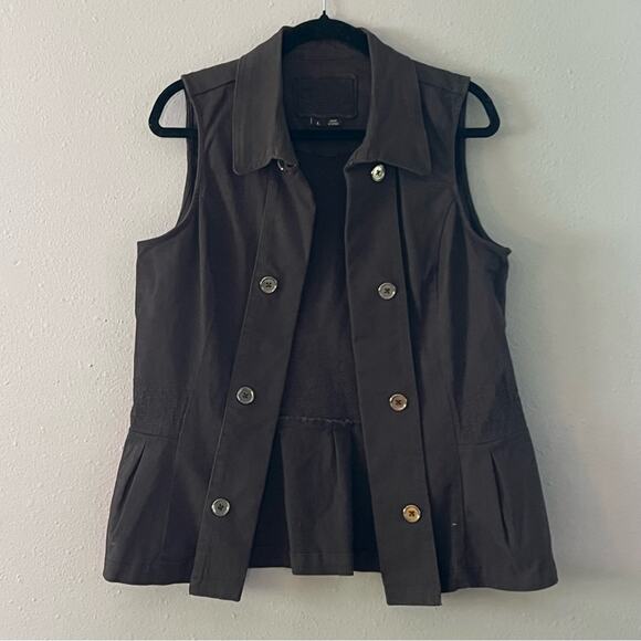 Ethyl Button Dark Gray A Line Button Vest Women’s Size L Versatile Casual Layer - Picture 2 of 6